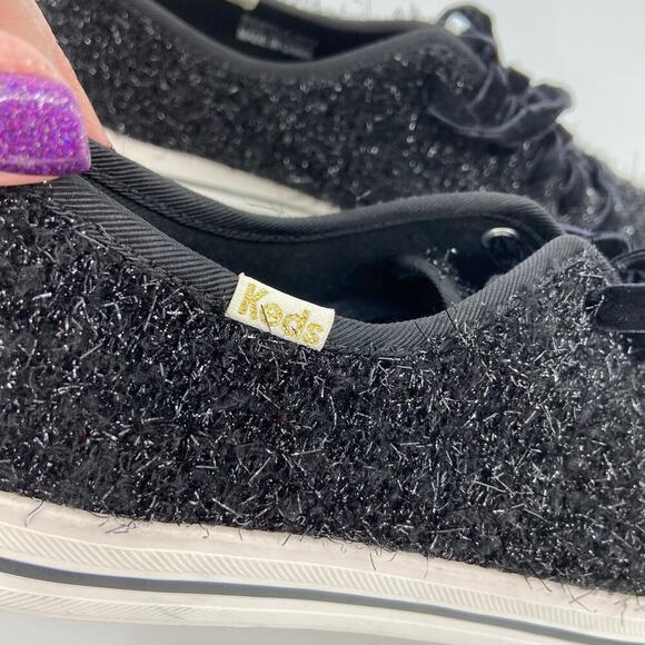 Keds x Kate Spade Canvas Sneakers Women's Size 7 Black Shimmer Lace Up Comfort - Picture 9 of 11